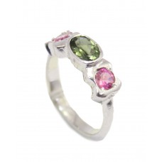 Tourmaline Ring Silver Sterling 925 Women's Jewelry Handmade Natural Stone A777